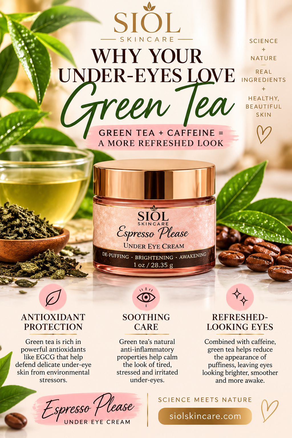 Why Green Tea Belongs in Your Under-Eye Cream: The Science Behind SIOL Skincare's Espresso Please